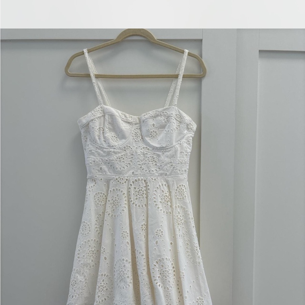 Zara Strapless White Eyelet Dress
